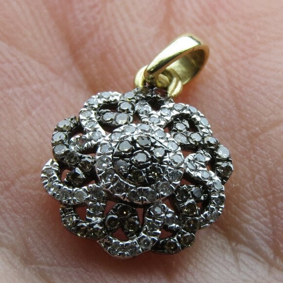 $2300 10k Gold 1/4 Carat  Black & White Diamond Pendent - Picture 1 of 2